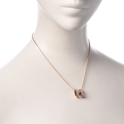Hermes Lacquered Rose Gold Pop H Pendant Necklace Marron Glace 2 of 5