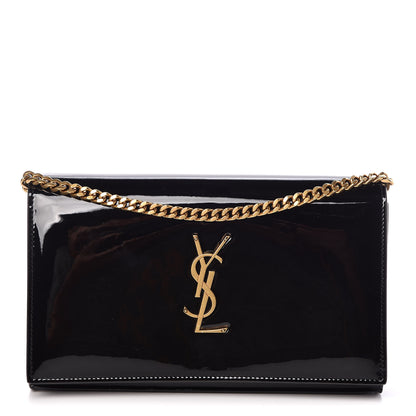 Saint Laurent Patent Calfskin Monogram Kate Wallet On Chain Black 1 of 9