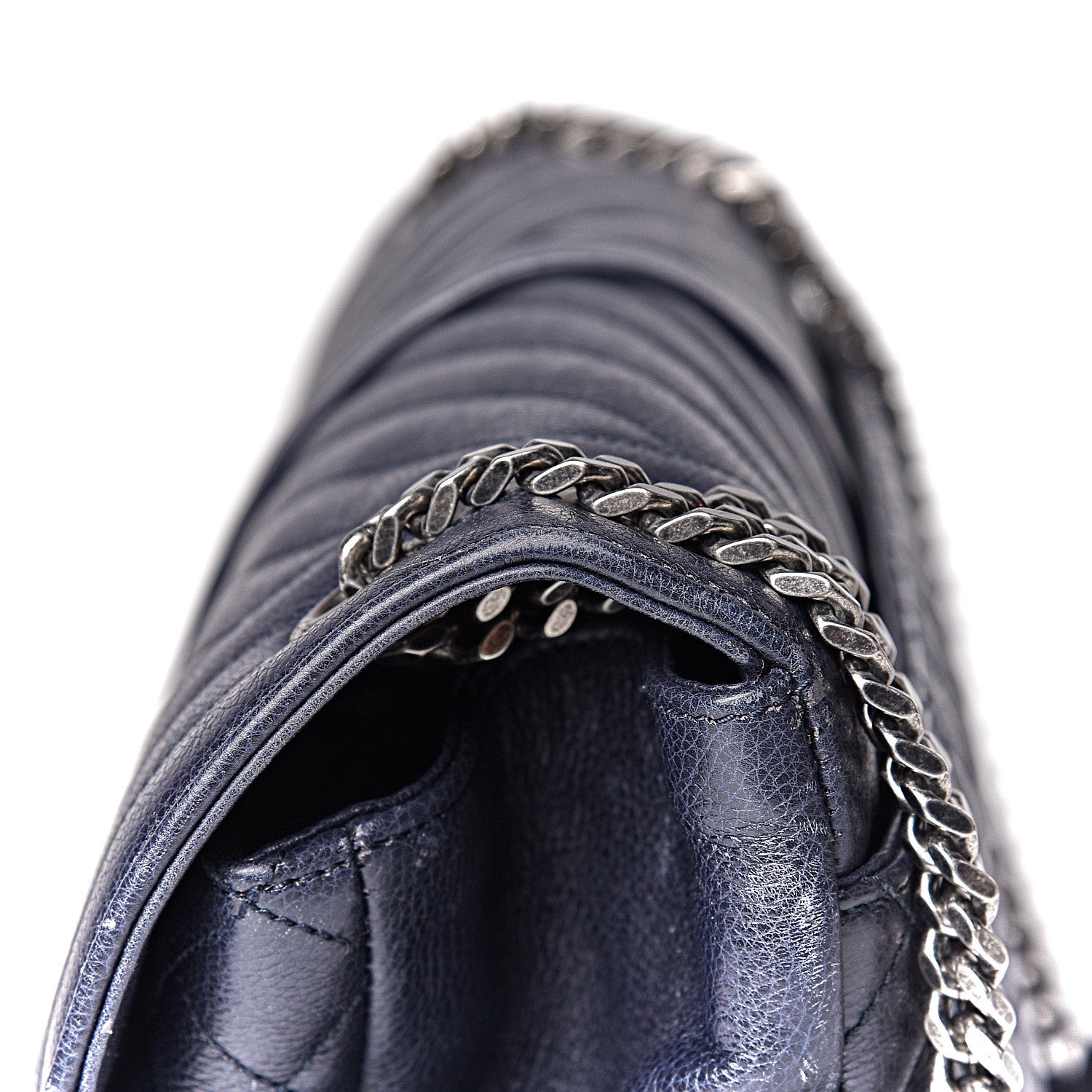Saint Laurent Calfskin Mixed Matelasse Triquilt Large Monogram Envelope Satchel Deep Marine 25 of 25