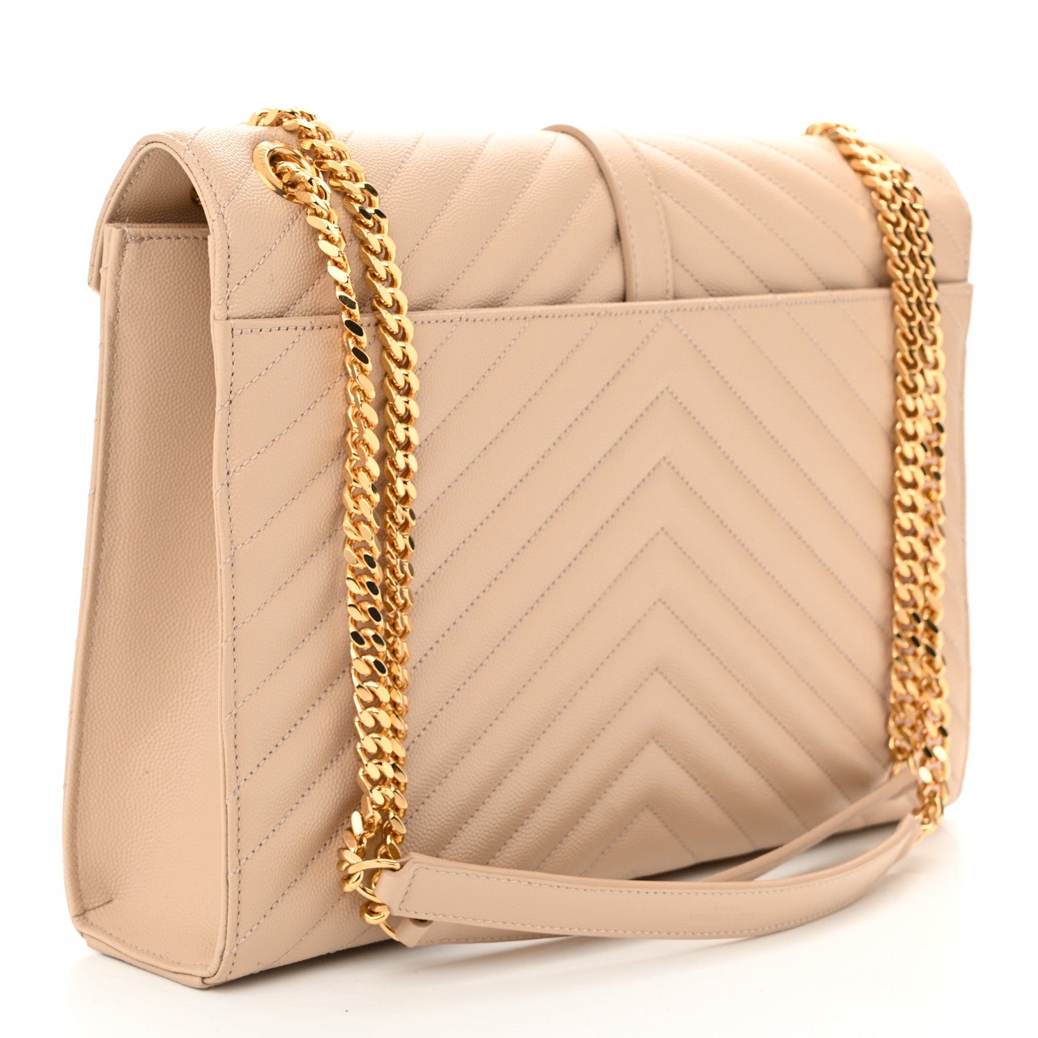 Saint Laurent Grain De Poudre Matelasse Chevron Large Monogram Satchel Nude Powder 3 of 10