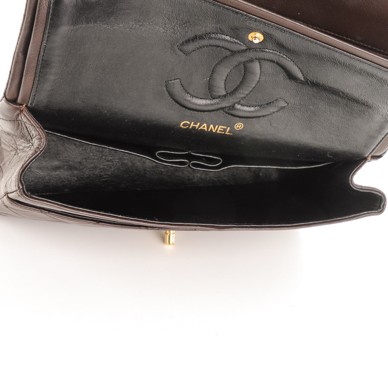 Chanel Lambskin Quilted Medium Double Flap Dark Brown 16 of 22