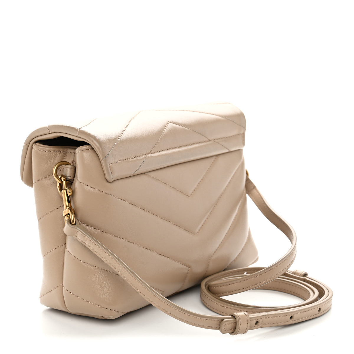 Saint Laurent Calfskin Y Quilted Monogram Toy Loulou Crossbody Bag Dark Beige 3 of 10