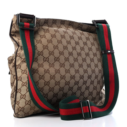 Gucci Monogram Web Medium Double Pocket Messenger Bag Dark Brown 3 of 10