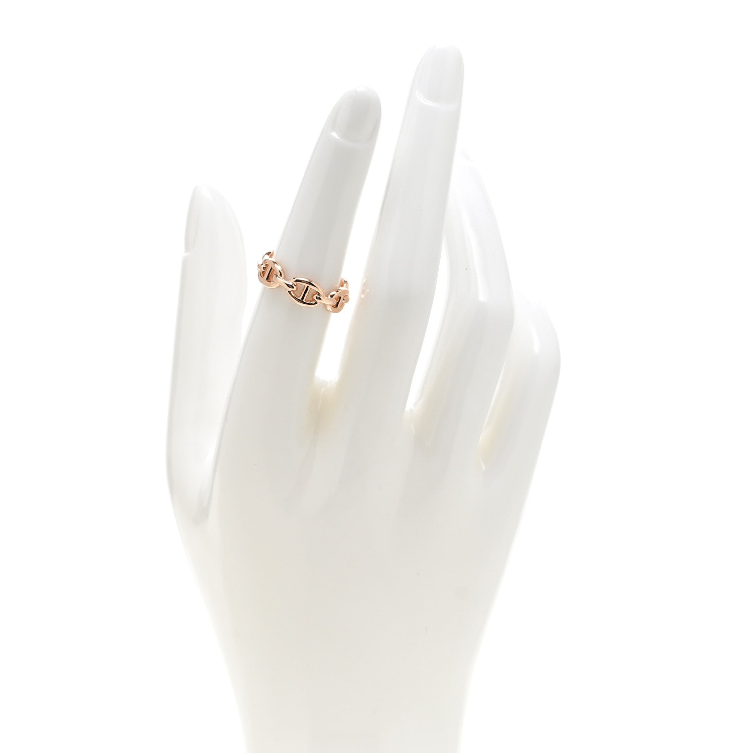Hermes 18K Rose Gold PM Chaine d'Ancre Enchainee Ring 51 5.75 2 of 8