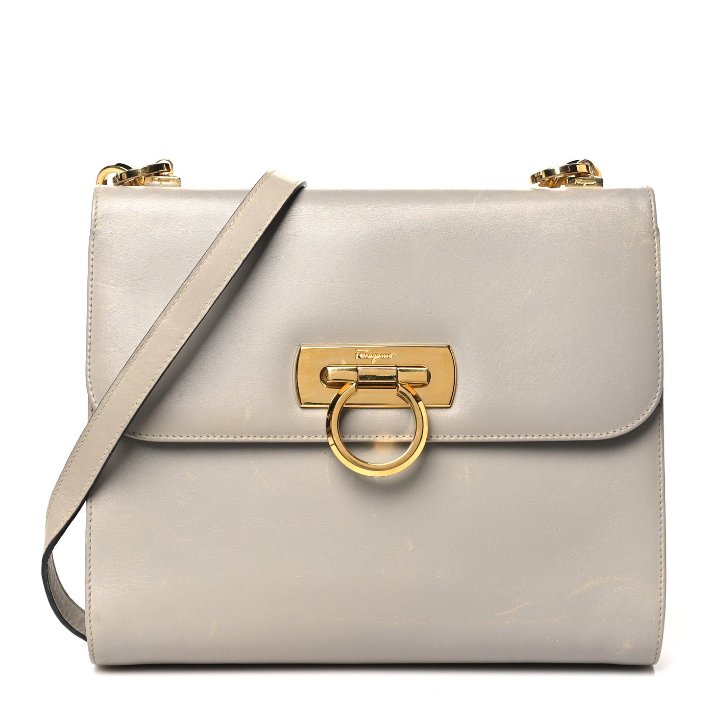 Calfskin Gancio Lock Satchel Grey