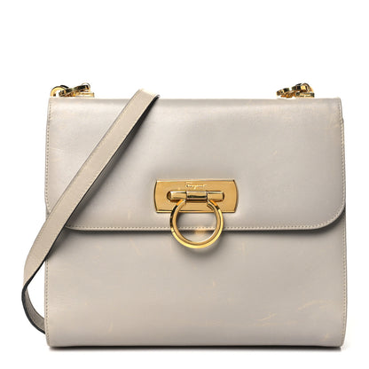 Salvatore Ferragamo Calfskin Gancio Lock Satchel Grey 1 of 12