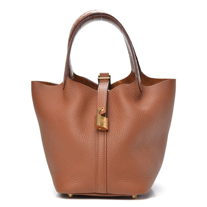 Hermes Taurillon Clemence Matte Alligator Picotin Lock Touch 18 PM Gold 1 of 8