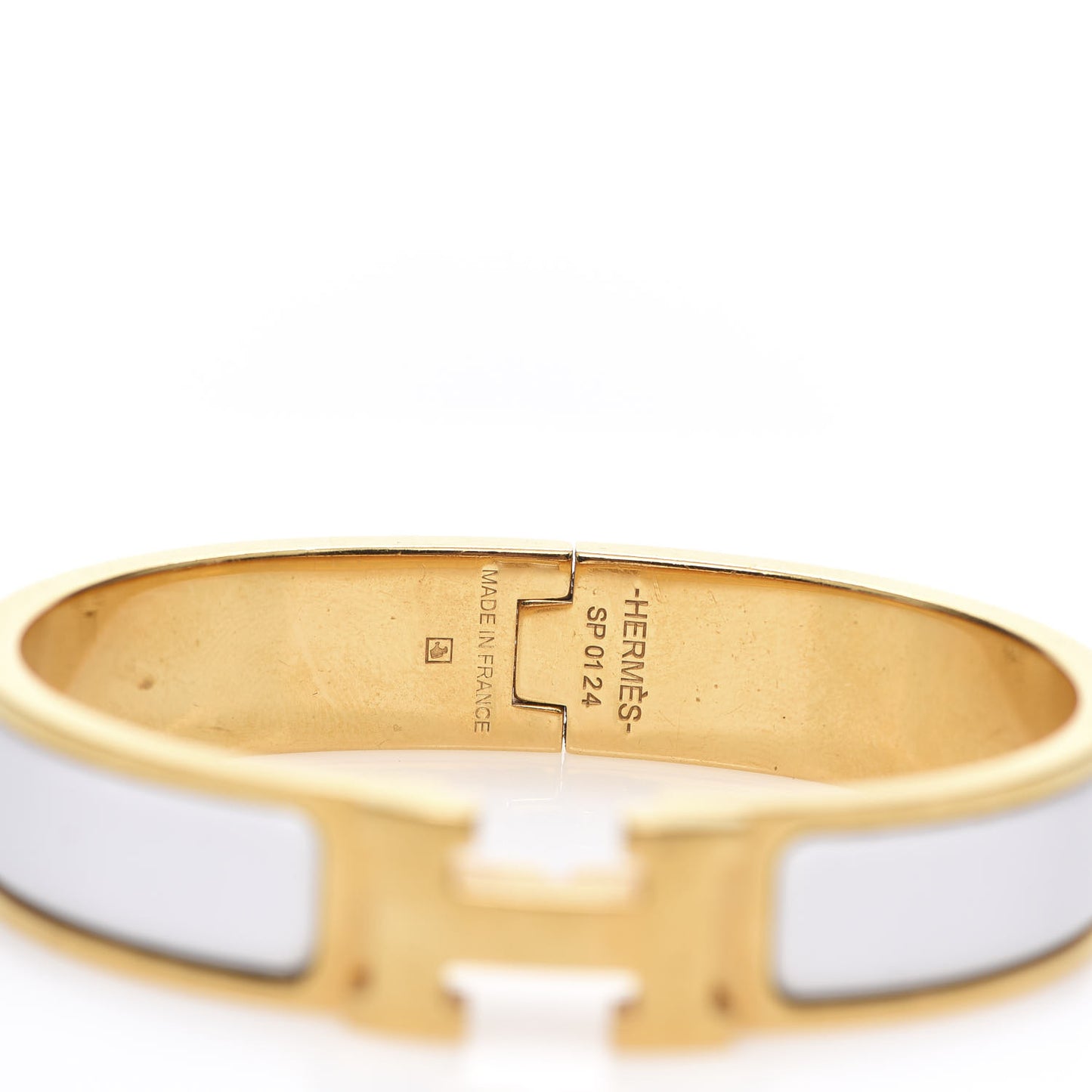 Enamel Narrow Clic Clac H Bracelet PM White