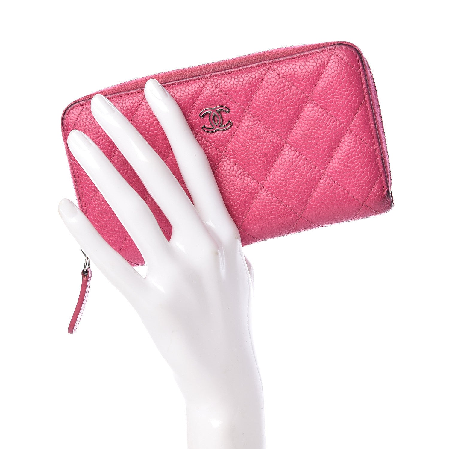 Chanel Caviar Quilted Small Zip Around Wallet Pink 2 of 20