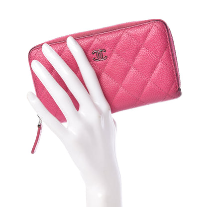 Chanel Caviar Quilted Small Zip Around Wallet Pink 2 of 20