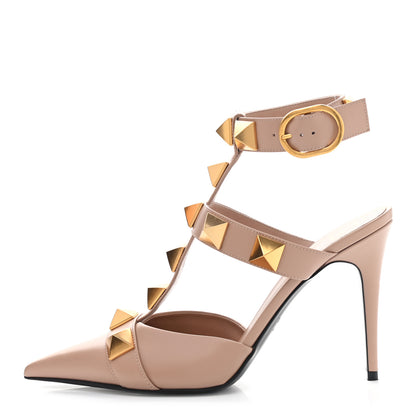Valentino Garavani Calfskin Roman Stud Ankle Strap 100mm Pumps 38.5 Rose Cannelle 1 of 10