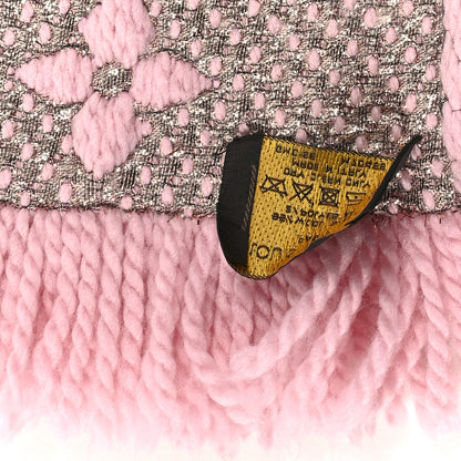 Louis Vuitton Wool Silk Logomania Shine Scarf Pink 3 of 3