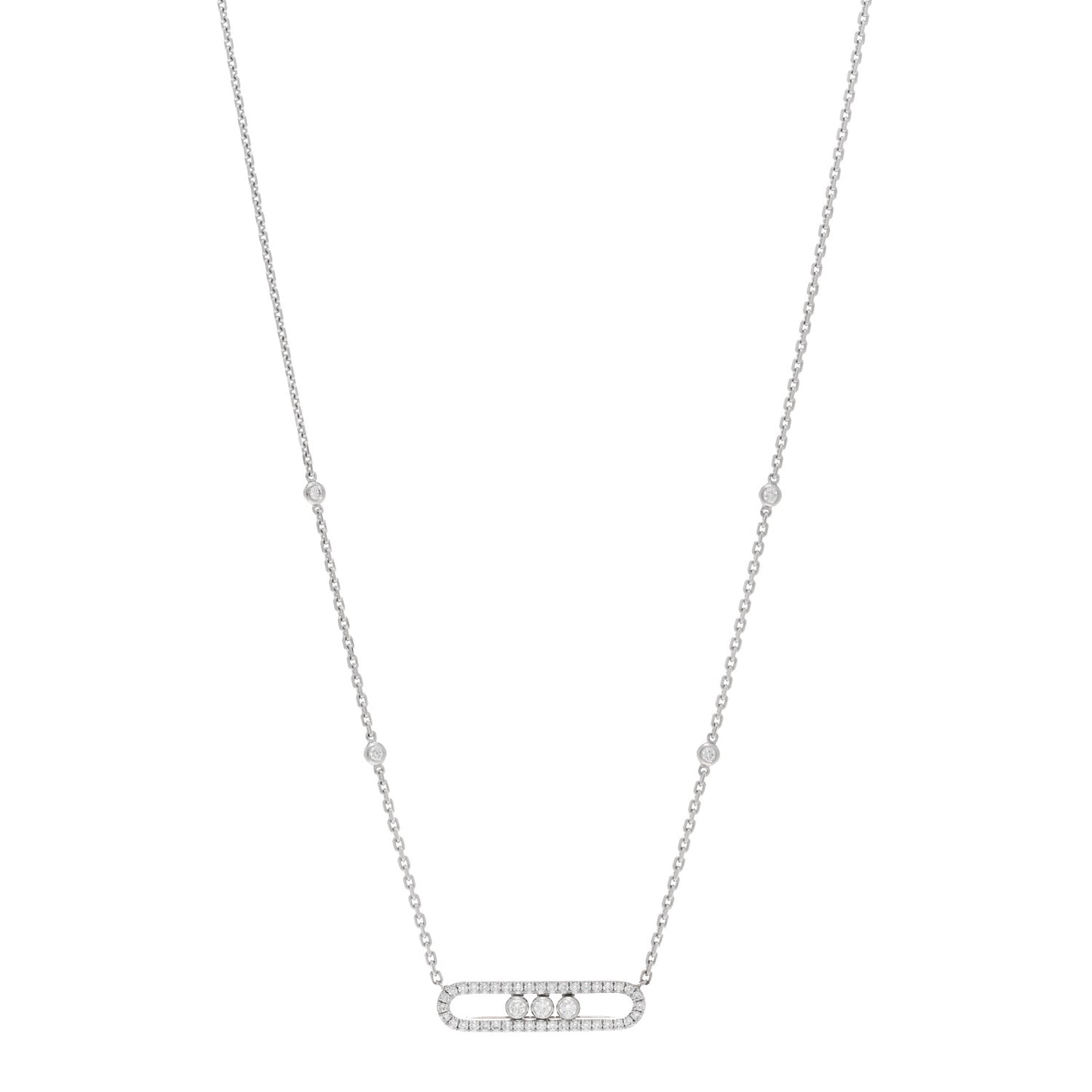 18K White Gold Diamond Move Pave Necklace