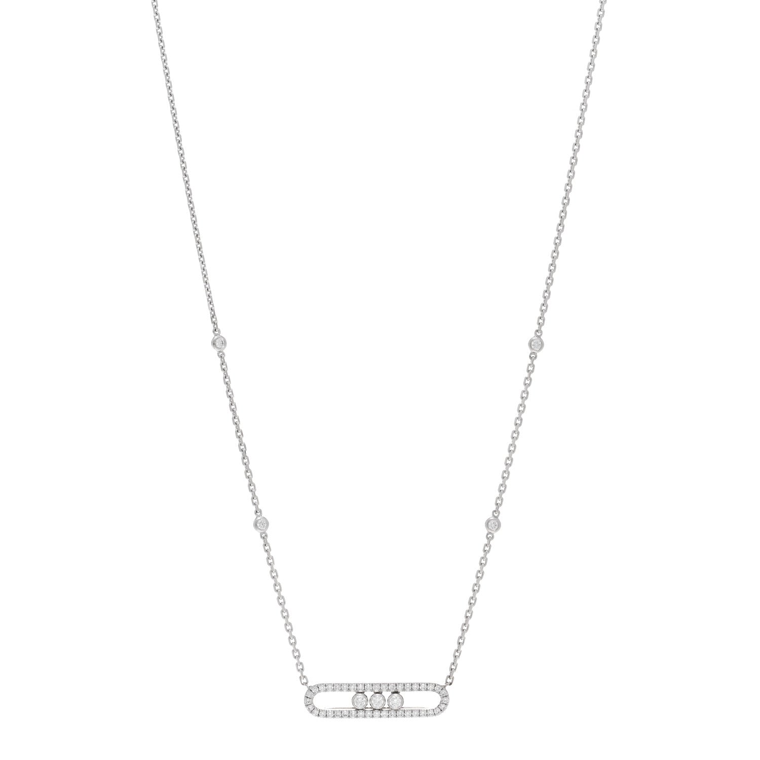 Messika 18K White Gold Diamond Move Pave Necklace 1 of 4