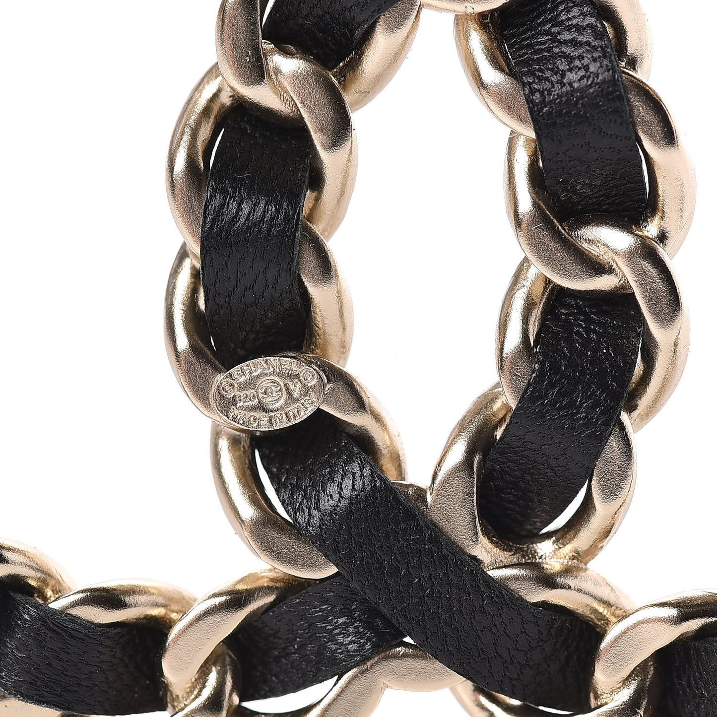 Lambskin Chain CC Brooch Black Gold