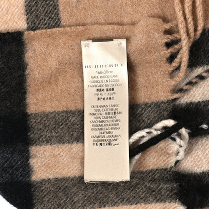 Burberry Cashmere House Check Fringe Scarf Camel 4 of 4