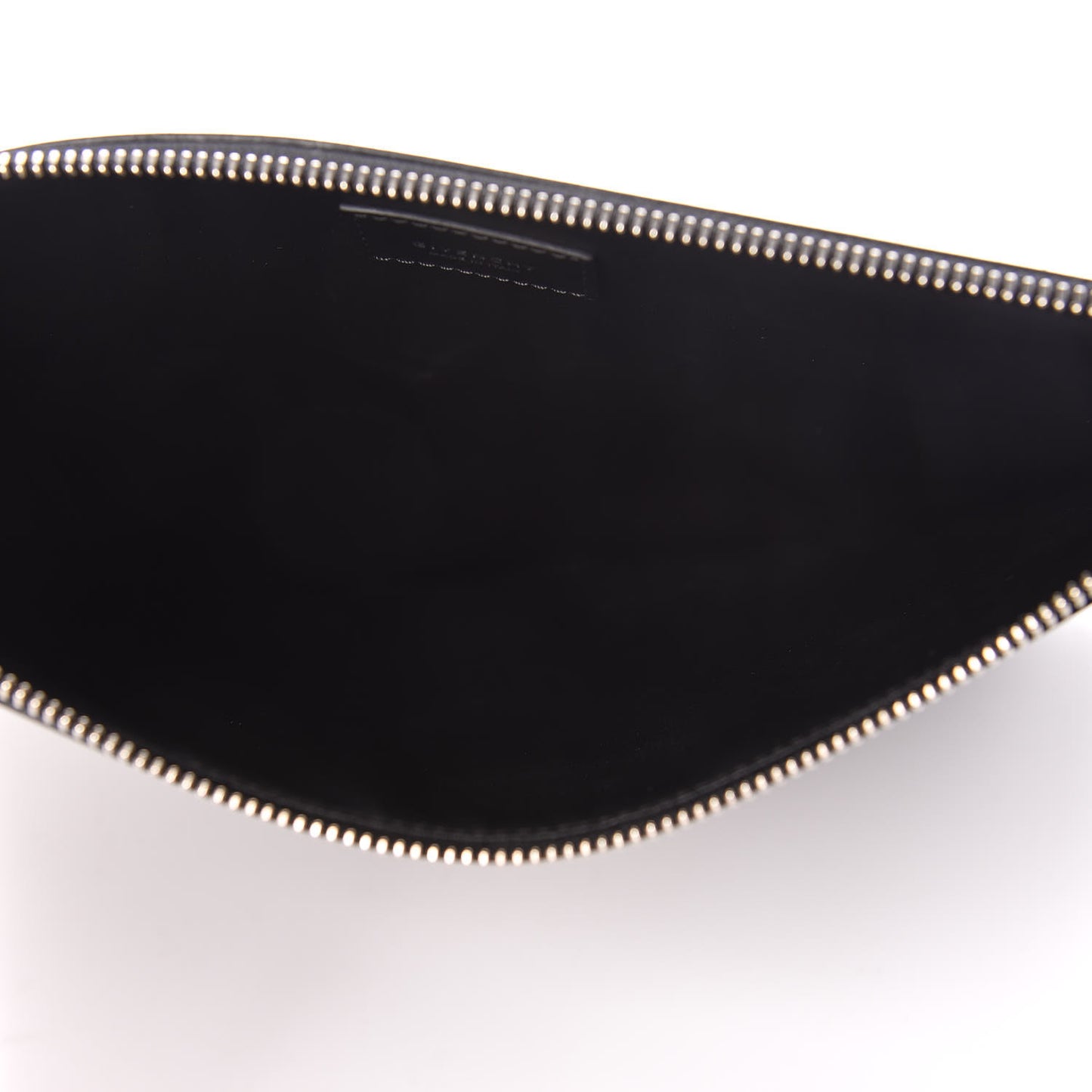 Calfskin Large Double Zip Pouch Black White