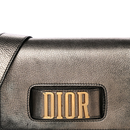Christian Dior Metallic Grained Calfskin Dio(r)evolution Flap Bag Black Gold 7 of 14