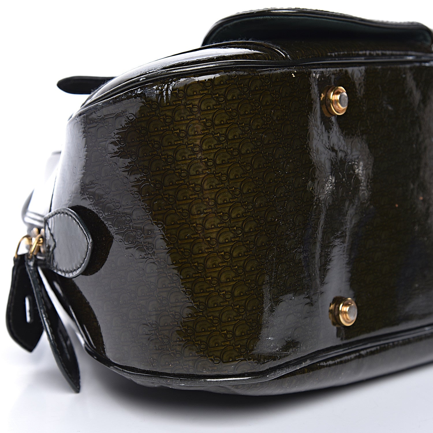 Christian Dior Patent Diorissimo Saddle Bowler Green 10 of 15