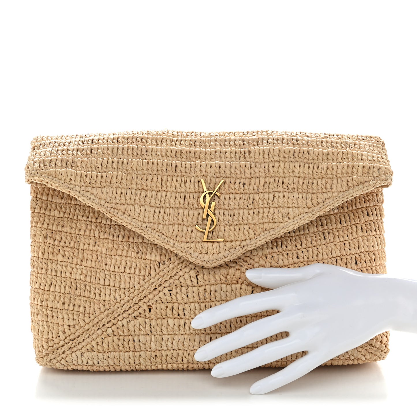 Raffia Large Cassandre Pouch Naturel Brick