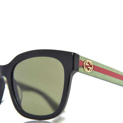 Gucci Acetate Square Frame Web Glitter Sunglasses GG0034S Black Green 4 of 7