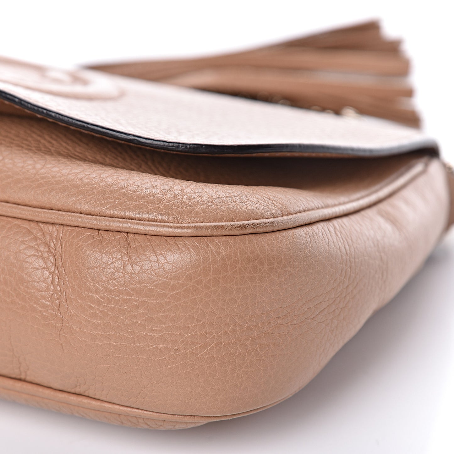 Pebbled Calfskin Medium Soho Flap Crossbody Camelia