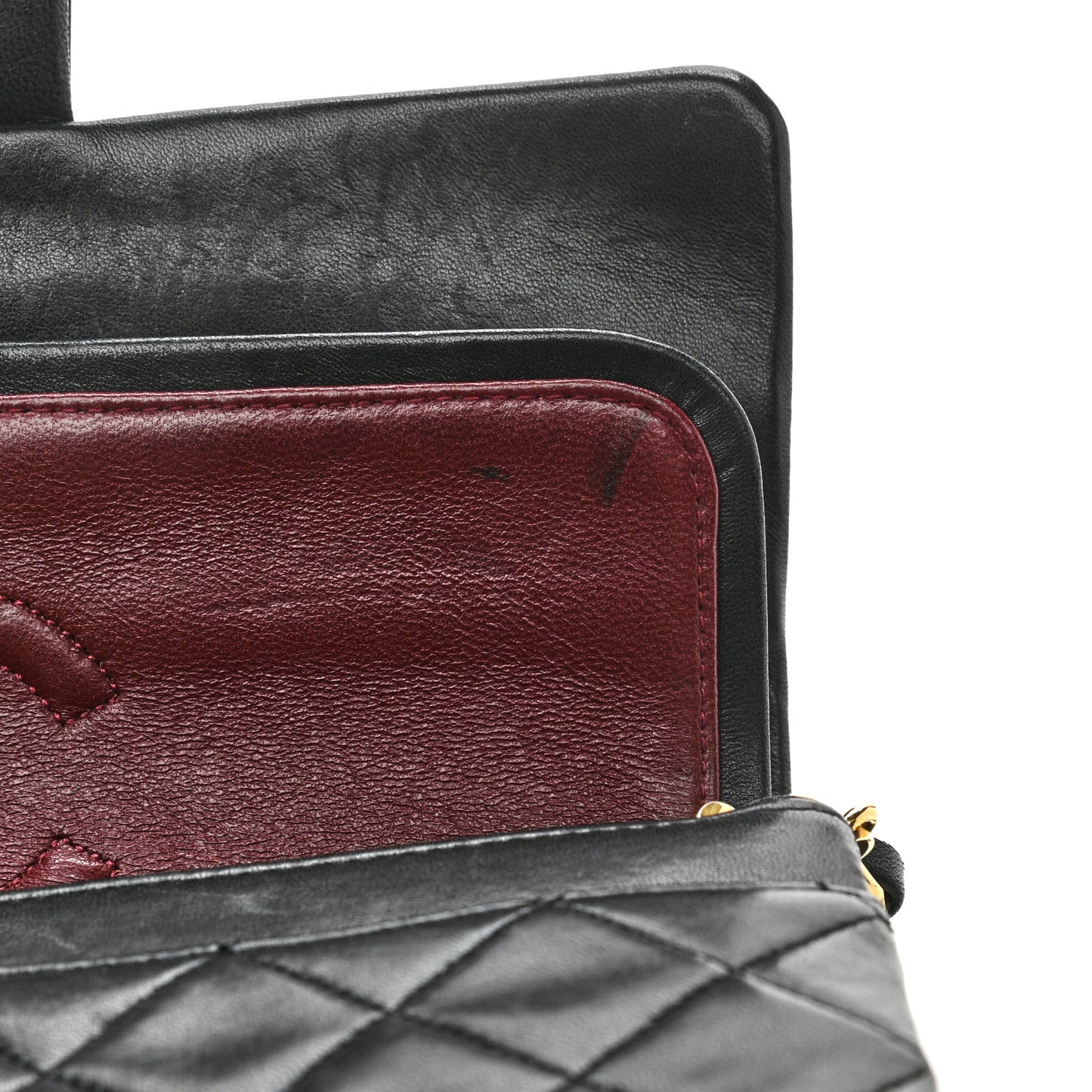 Lambskin Quilted Small Double Flap Black