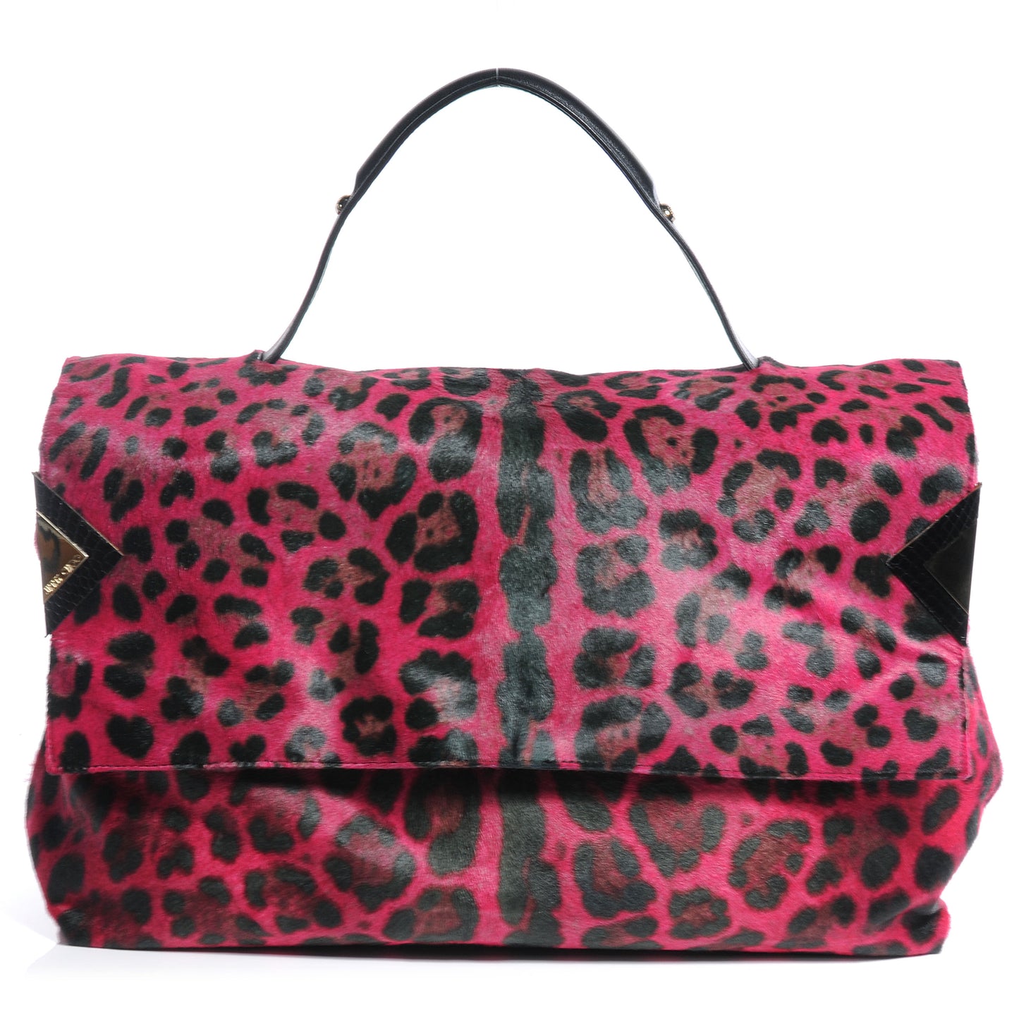 Pony Hair Printed Leopard Large Handbag Pink