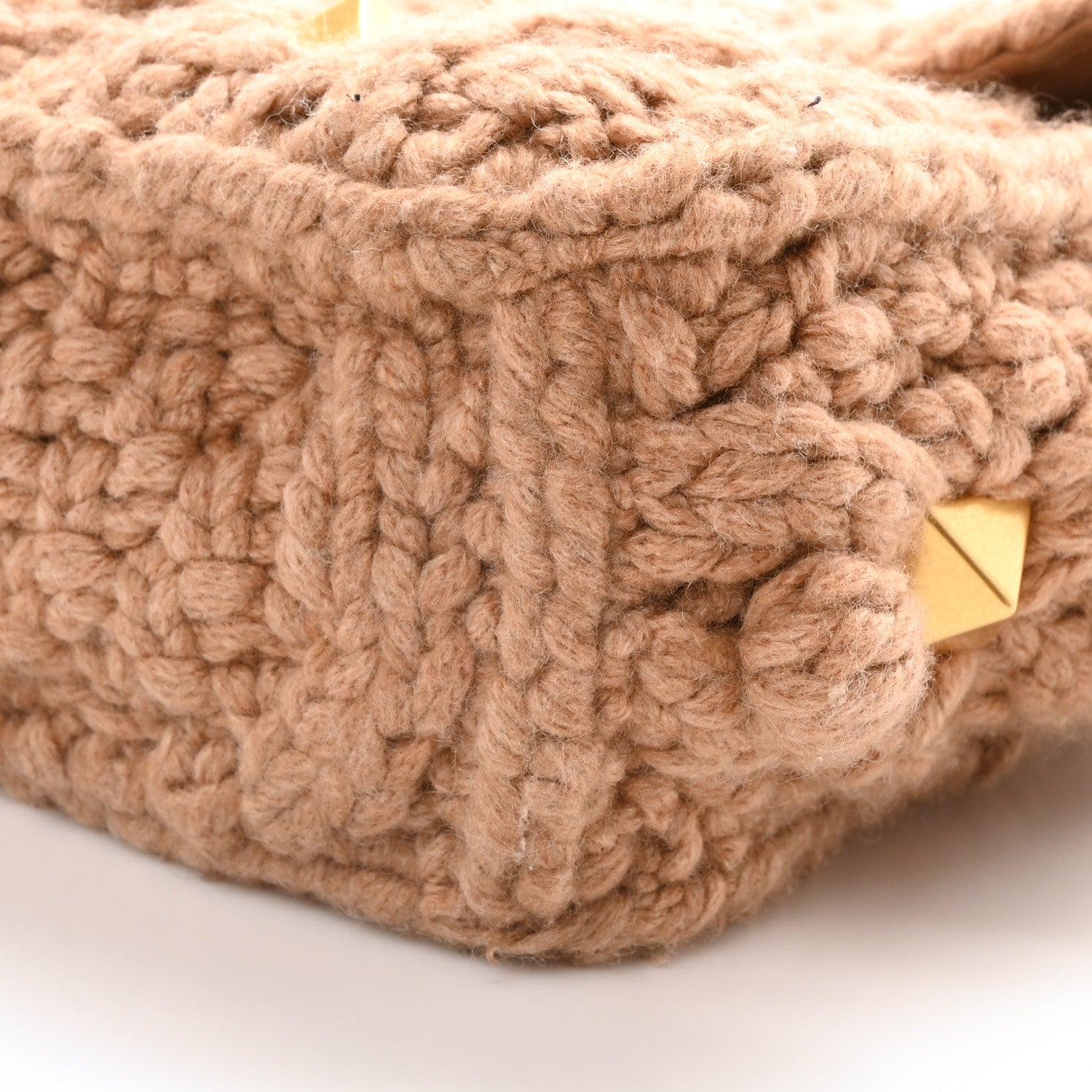 Valentino Garavani Cashmere Large Roman Stud Shoulder Bag Beige 9 of 9