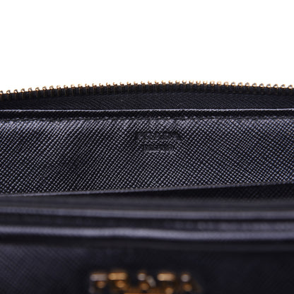 Prada Saffiano Metal Zip Around Wallet Black 8 of 9