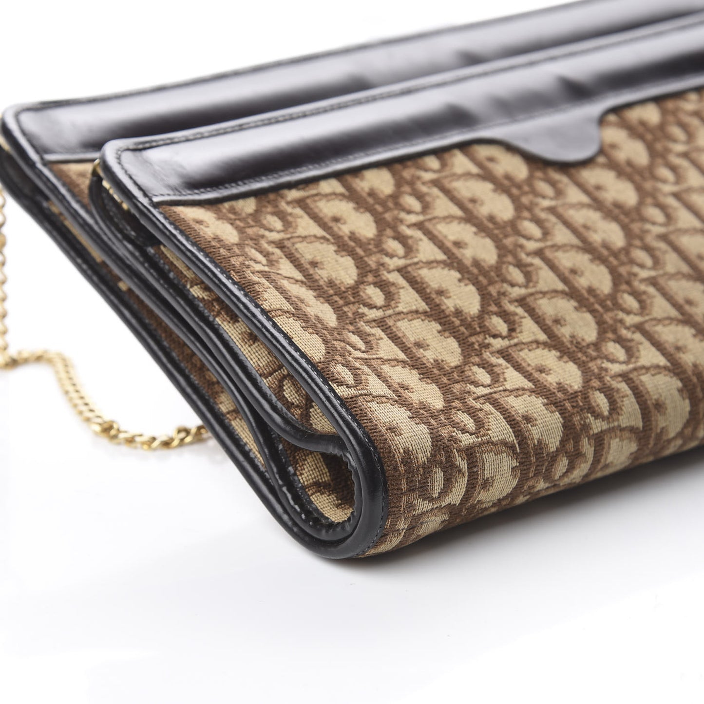 Monogram Chain Clutch Brown