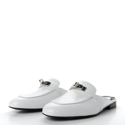 Hermes Calfskin Oz Mules 37 White 3 of 10