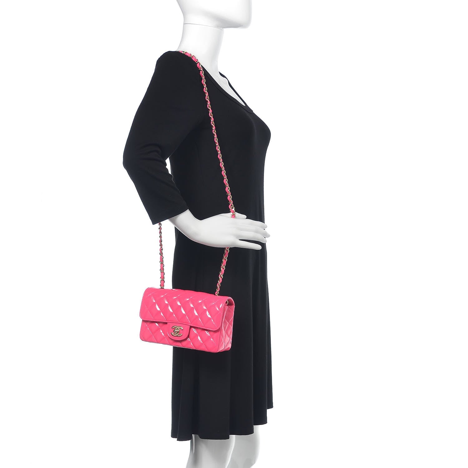 Chanel Patent Quilted Mini Rectangular Flap Pink 2 of 11
