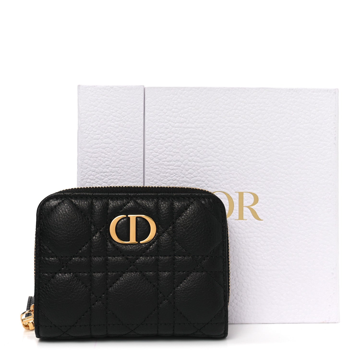 Christian Dior Grained Calfskin Supple Cannage Caro Scarlet Zipped Wallet Black 8 of 8