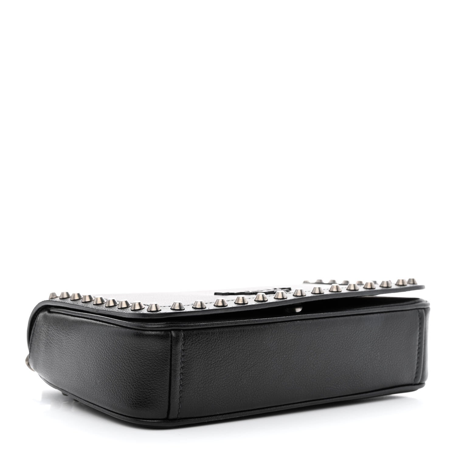 Prada Glace Calfskin Studded Crossbody Black 4 of 11