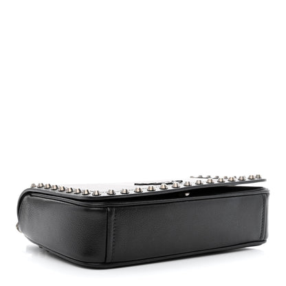 Prada Glace Calfskin Studded Crossbody Black 4 of 11