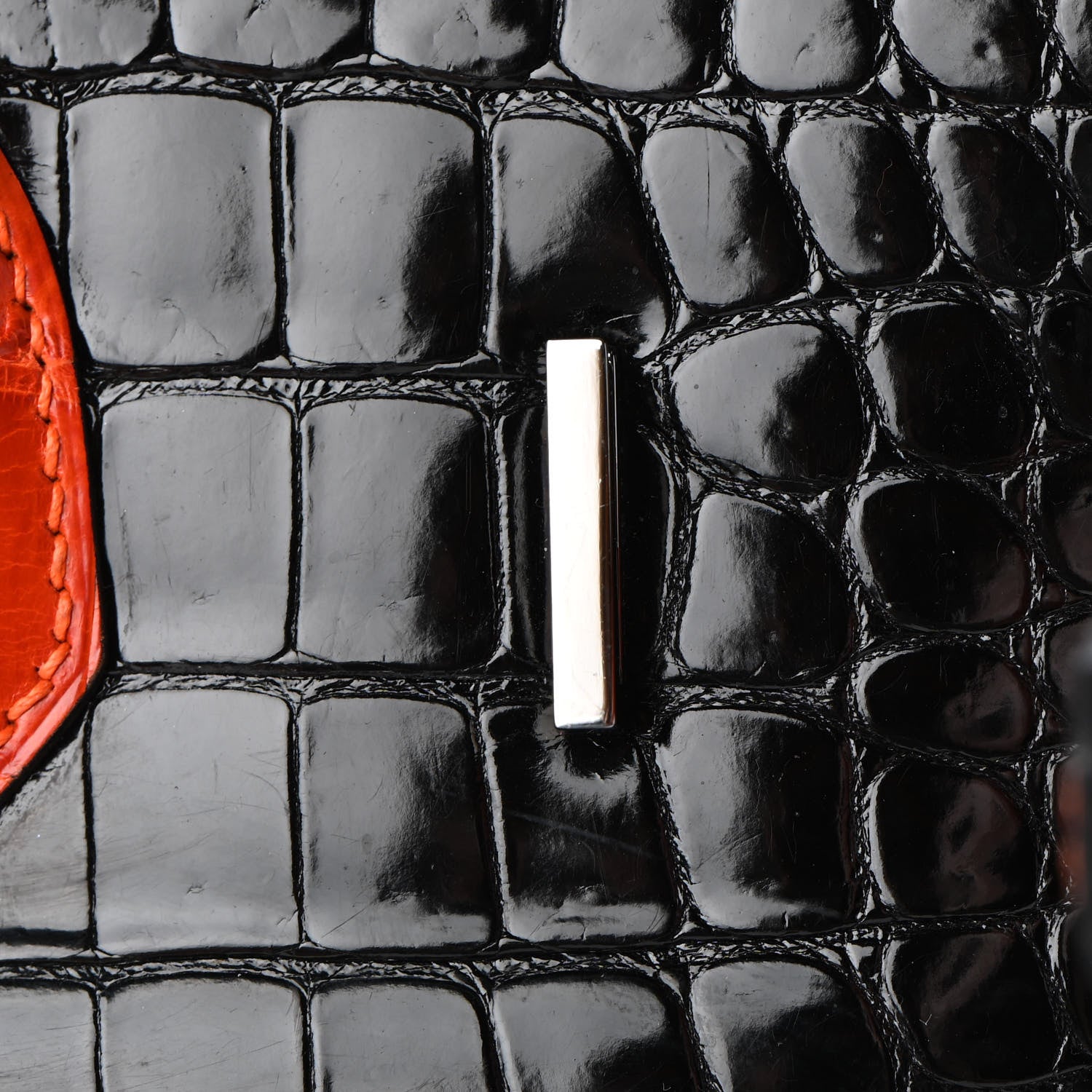 Hermes Shiny Porosus Crocodile Birkin 35 Black Orange 25 of 34