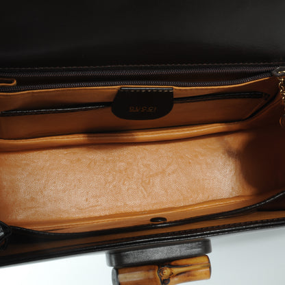 Gucci Leather Bamboo Top Handle Bag Black 7 of 7