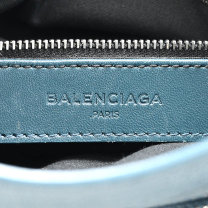 Balenciaga Chevre Silver Metallic Edge Hardware Mini City Bleu Paon 7 of 14