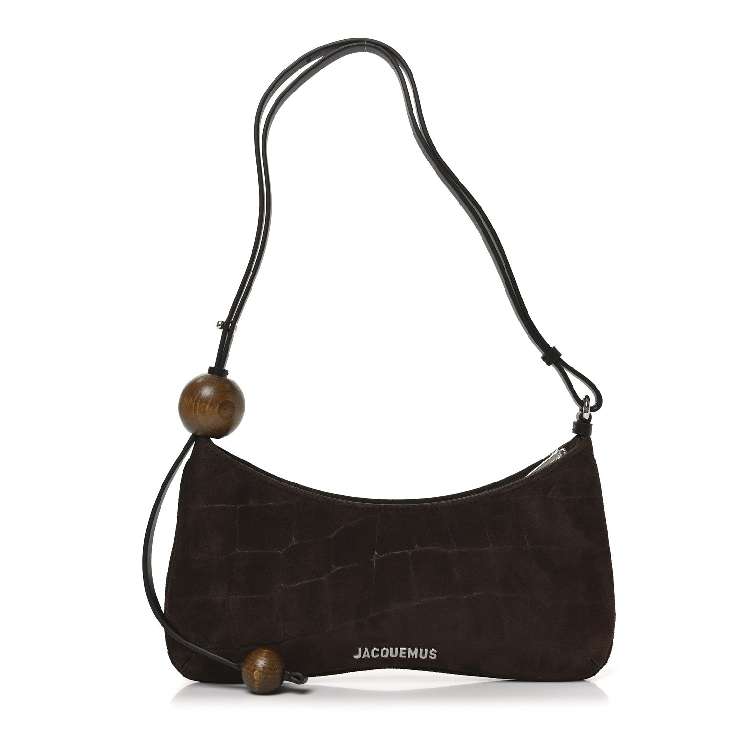 Jacquemus Suede Crocodile Embossed Le Bisou Dark Brown 1 of 9