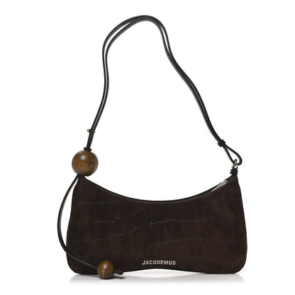 Jacquemus Suede Crocodile Embossed Le Bisou Dark Brown 1 of 9