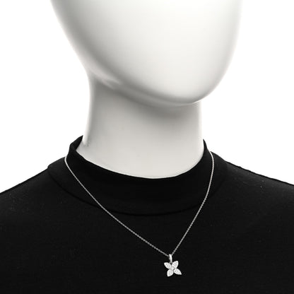 Louis Vuitton 18K White Gold Diamond Flower Pendant Necklace 2 of 5