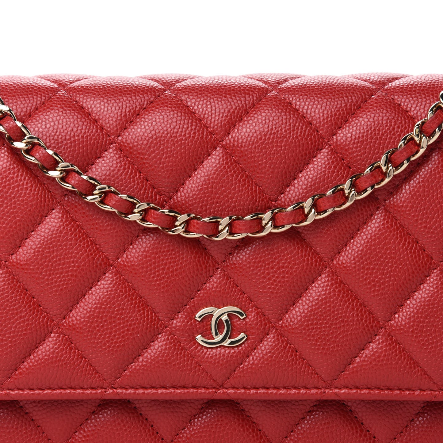 Caviar Quilted Wallet On Chain WOC Red