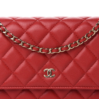 Chanel Caviar Quilted Wallet On Chain WOC Red 11 of 12