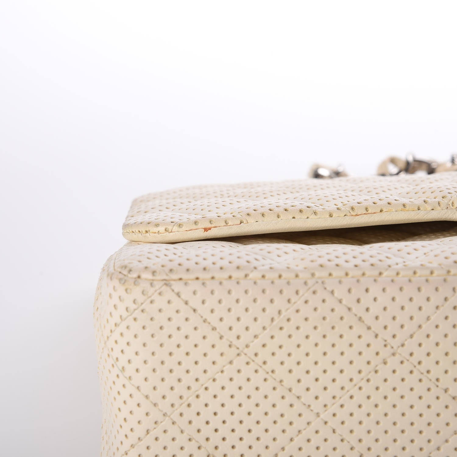 Chanel Lambskin Perforated Jumbo Single Flap White 10 of 15