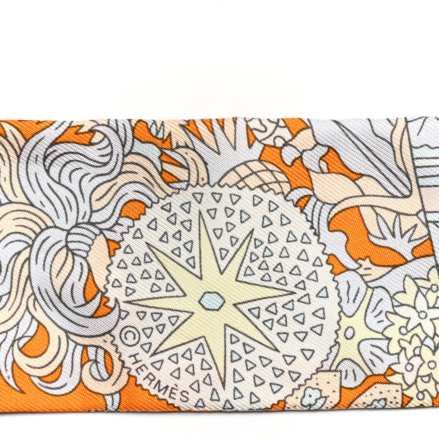 Hermes Silk De l'Ombrelle Aux Duels Twilly Ciel Rose Pale Orange 3 of 4