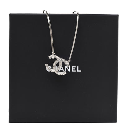 Chanel Crystal Textured CC Pendant Necklace Gold 6 of 6