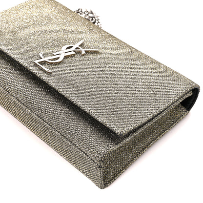 Saint Laurent Metallic Canvas Woven Medium Classic Monogram Kate Satchel Silver 10 of 10