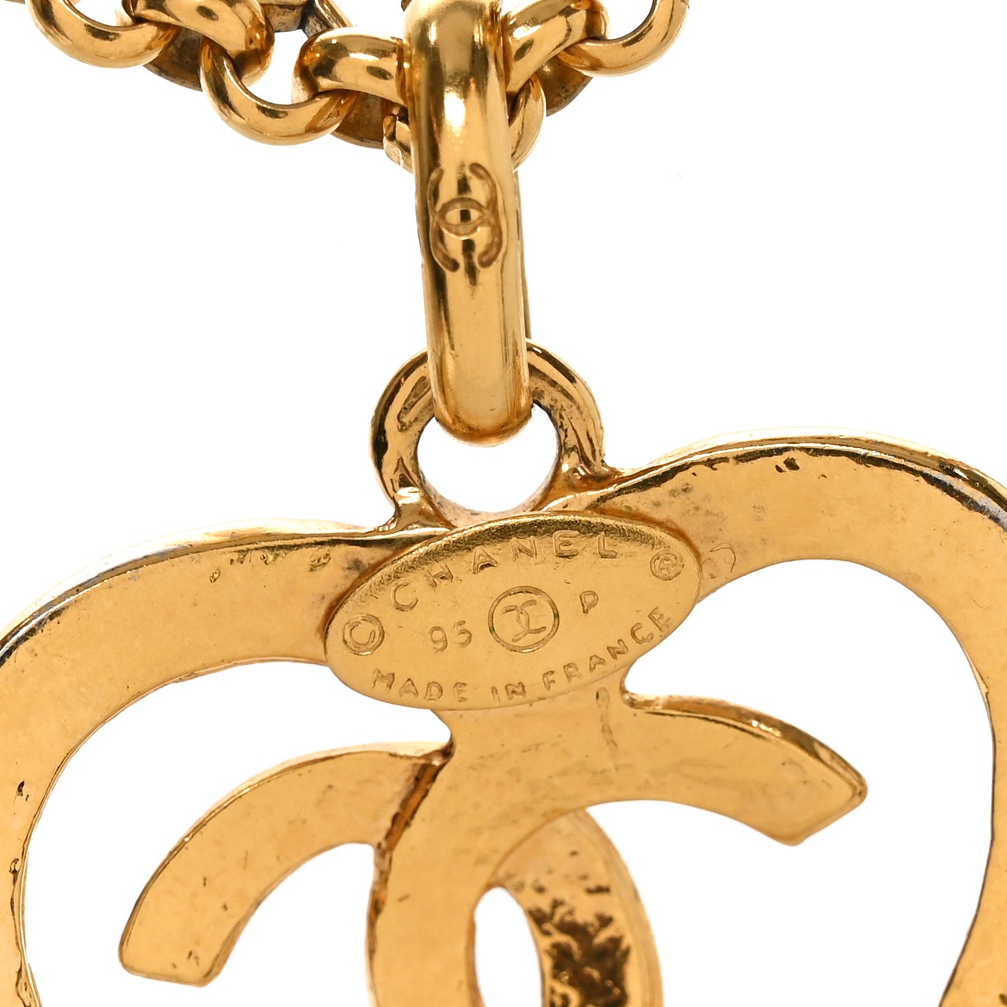 CC Heart Chain Pendant Necklace Gold