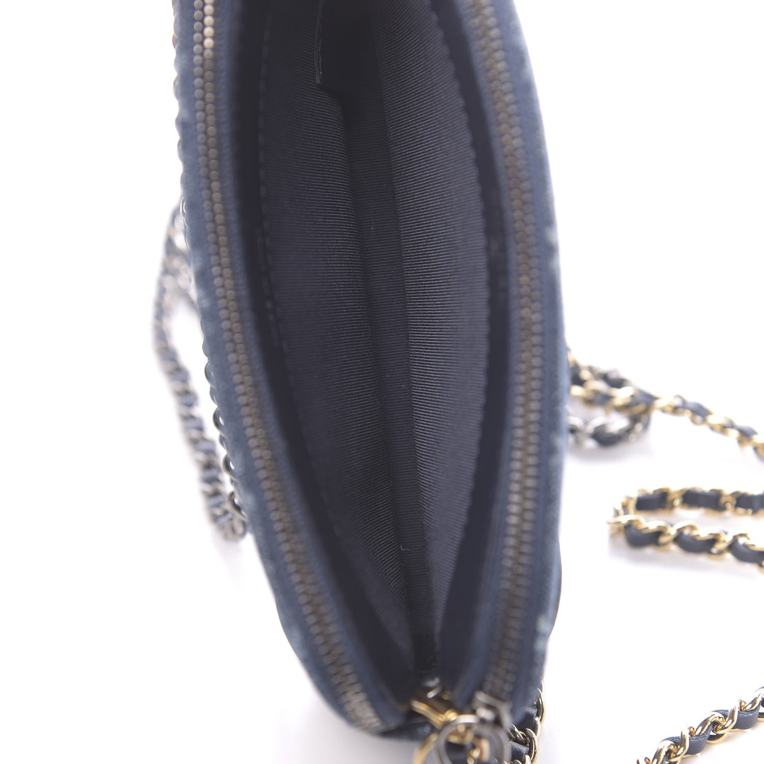 Chanel Denim Calfskin Quilted Small Gabrielle Clutch With Chain Blue 5 of 13